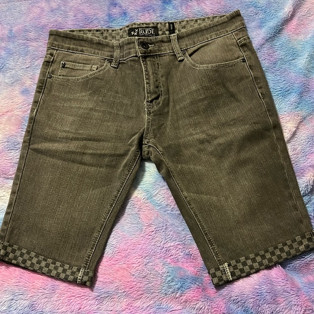 Rude shorts with checkered cuffs NWOT